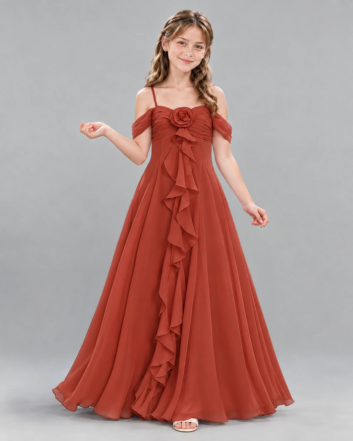 Vermilion Ball Gown Junior Bridesmaid Dress Front