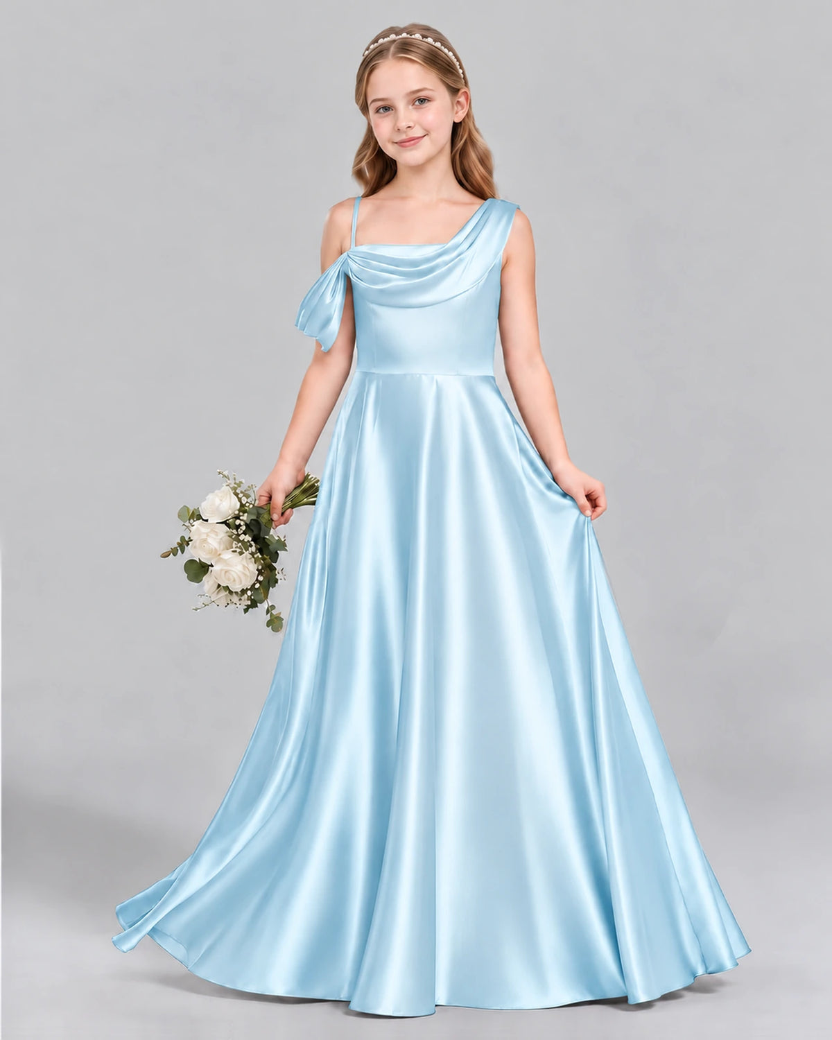 Baby Blue Ball Gown Junior Bridesmaid Dress Front