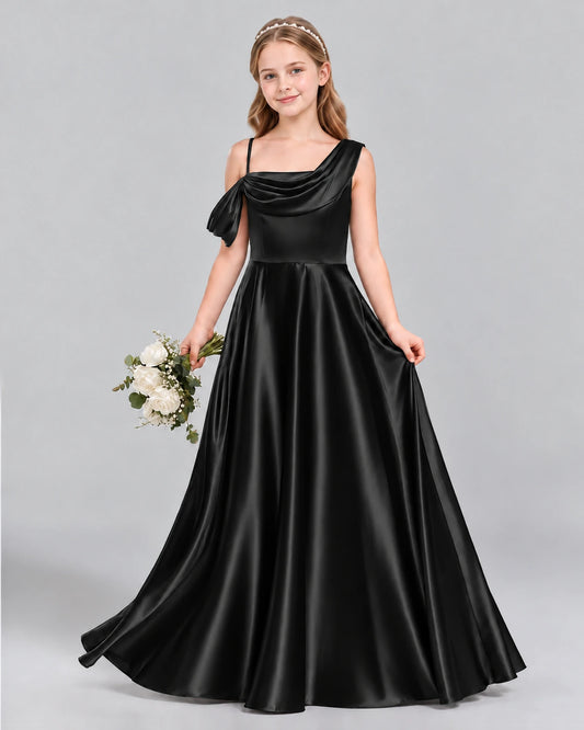 Black Ball Gown Junior Bridesmaid Dress Front