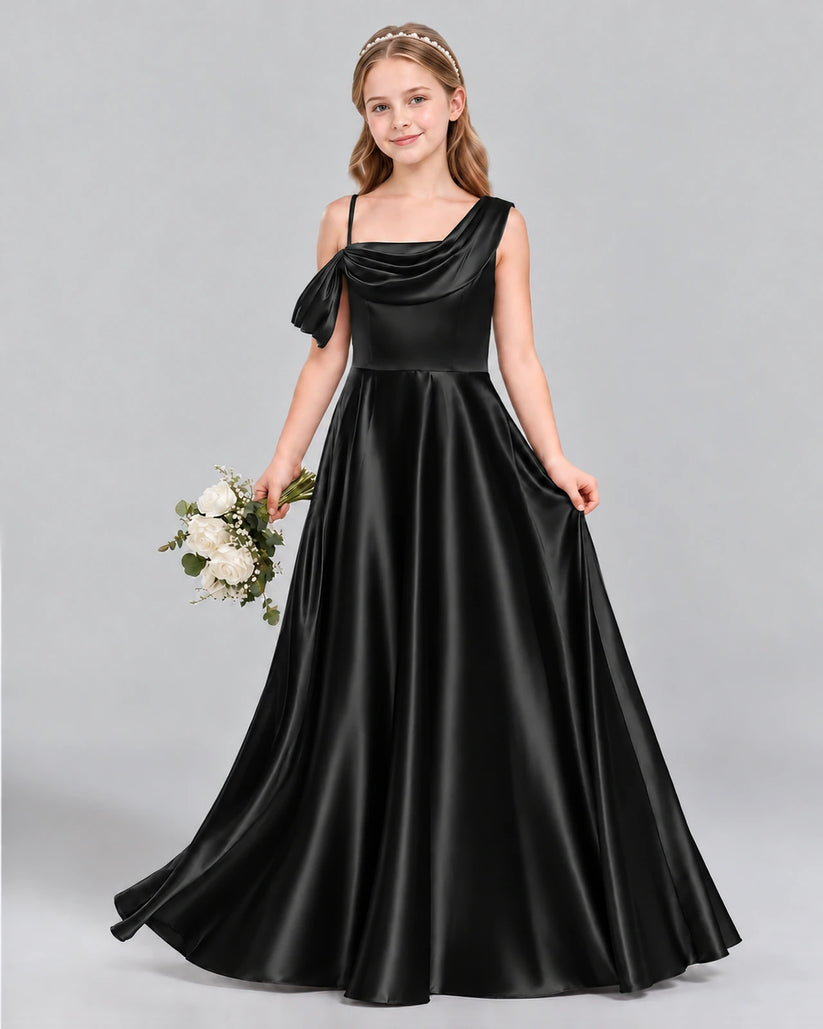 Black Ball Gown Junior Bridesmaid Dress Front