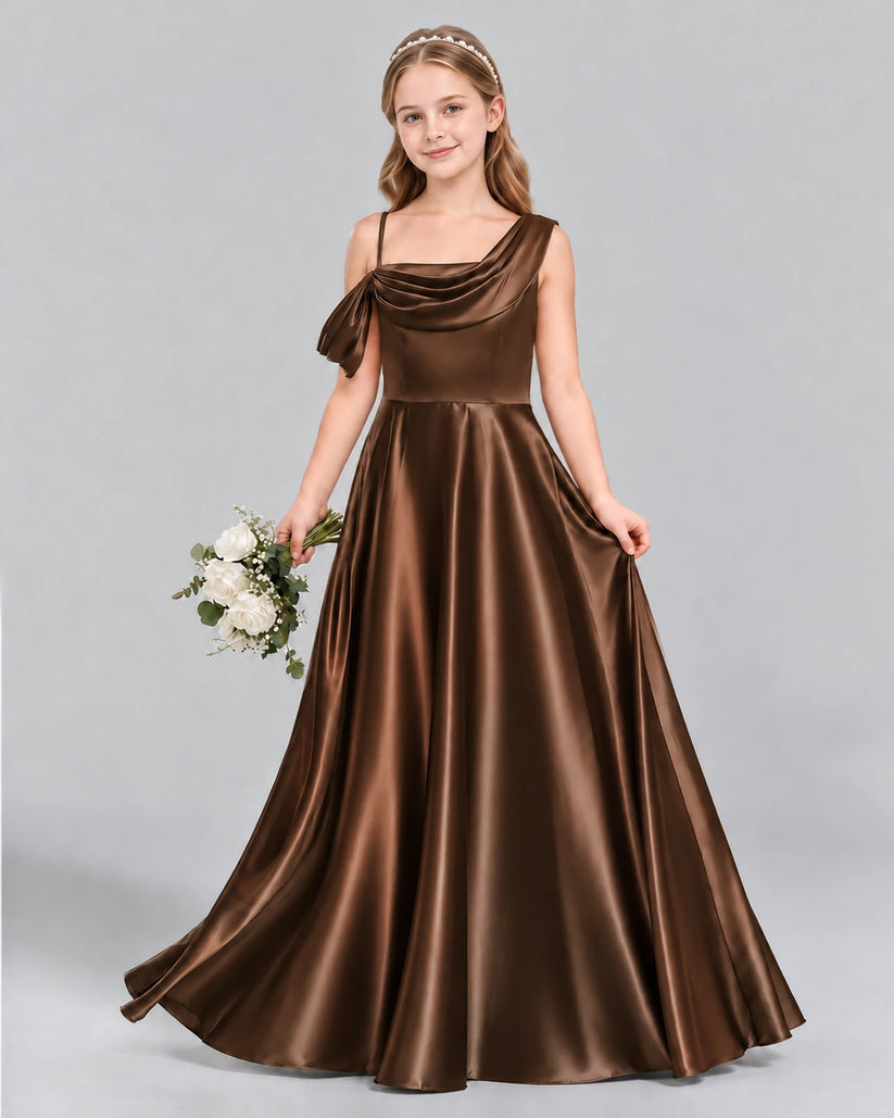 Chocolate Ball Gown Junior Bridesmaid Dress Front