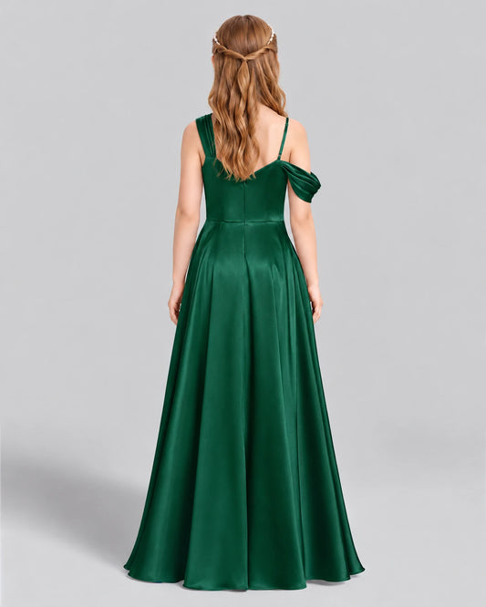Dark Green Ball Gown Junior Bridesmaid Dress Back [Shared]