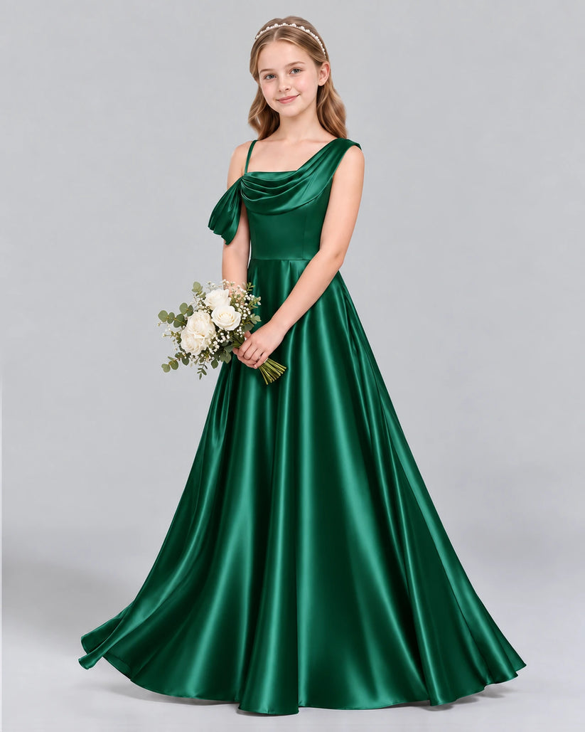 Dark Green Ball Gown Junior Bridesmaid Dress Side [Shared]