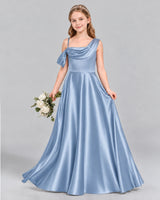 Dusty Blue Ball Gown Junior Bridesmaid Dress Front
