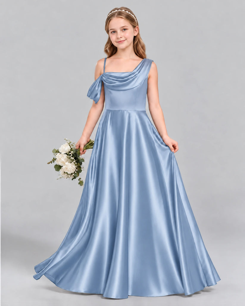 Dusty Blue Ball Gown Junior Bridesmaid Dress Front