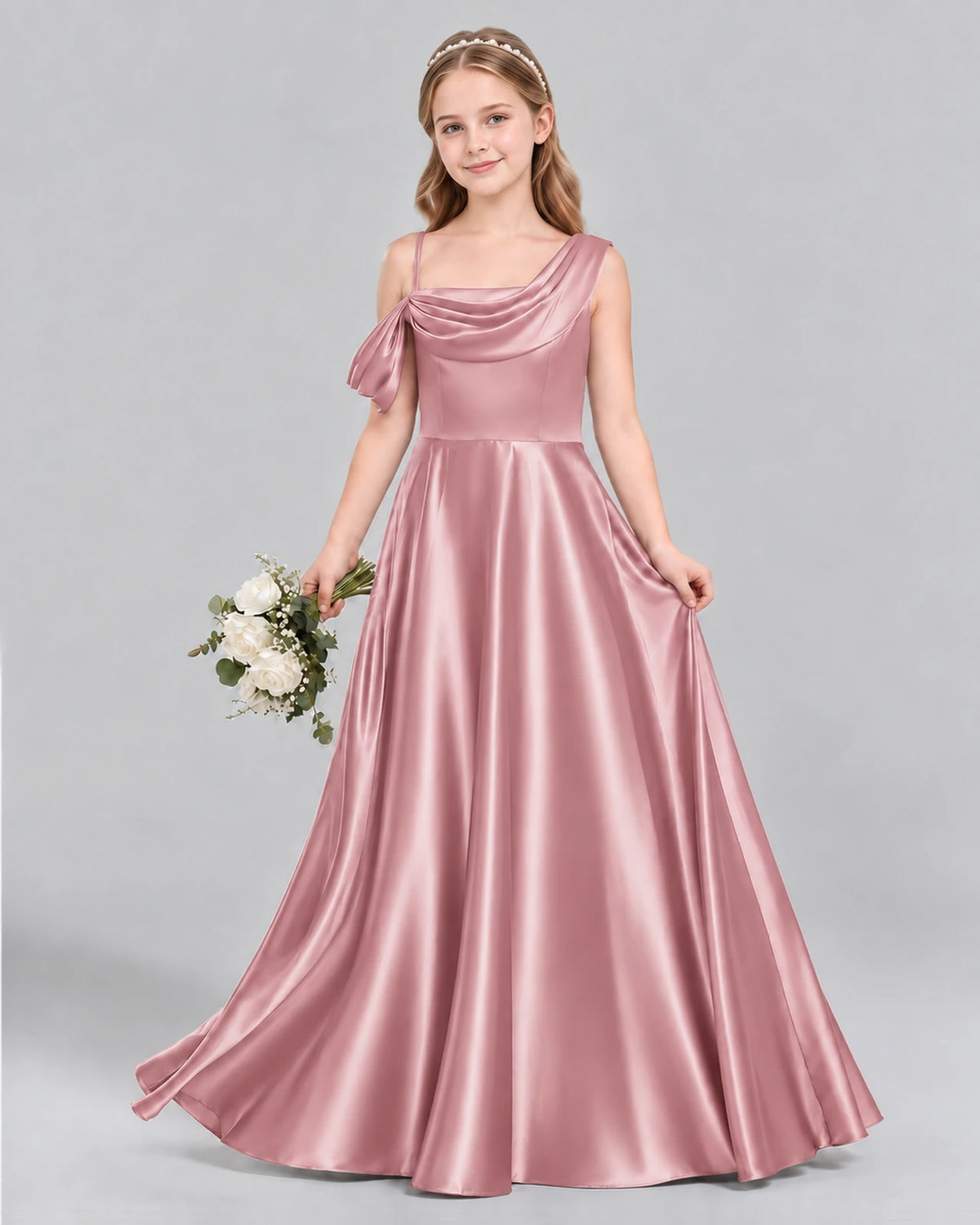 Dusty Rose Ball Gown Junior Bridesmaid Dress Front