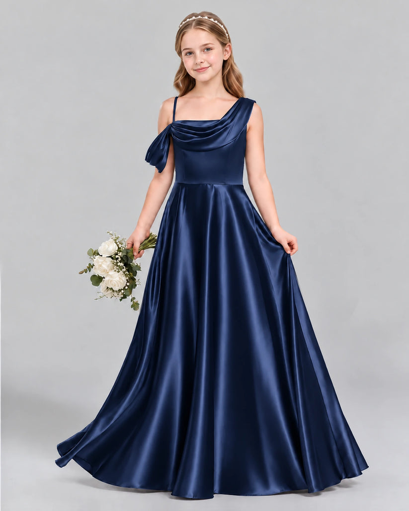 Navy Blue Ball Gown Junior Bridesmaid Dress Front