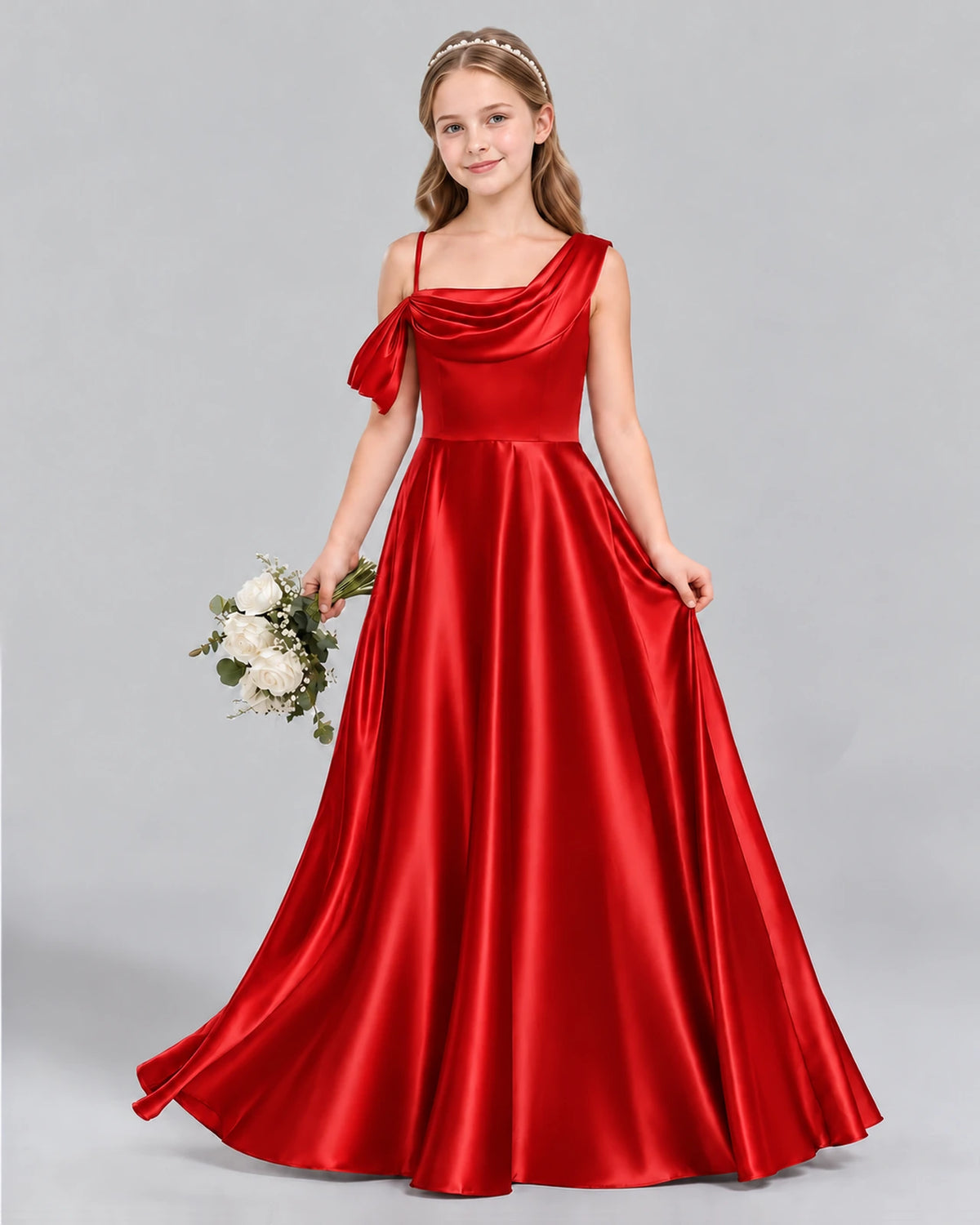 Red Ball Gown Junior Bridesmaid Dress Front