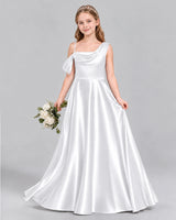 White Ball Gown Junior Bridesmaid Dress Front