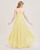Daffodil Chiffon High Low Junior Bridesmaid Dresses Back View