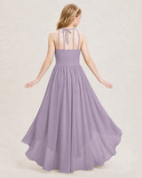 Wisteria Chiffon Halter A-Line Junior Bridesmaid Dresses Back View