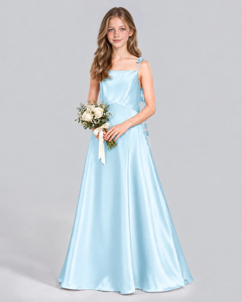 Baby Blue A-line Junior Bridesmaid Dress Front