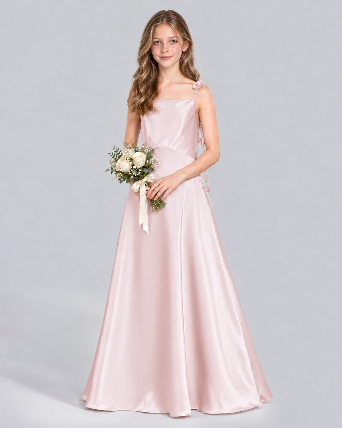 Blush Pink A-line Junior Bridesmaid Dress Front