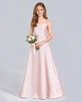 Blush Pink A-line Junior Bridesmaid Dress Front