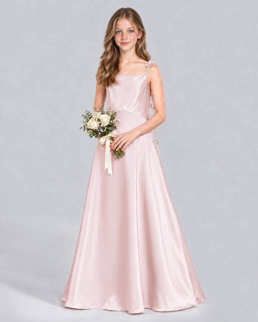 Blush Pink A-line Junior Bridesmaid Dress Front