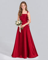 Burgundy A-line Junior Bridesmaid Dress Front