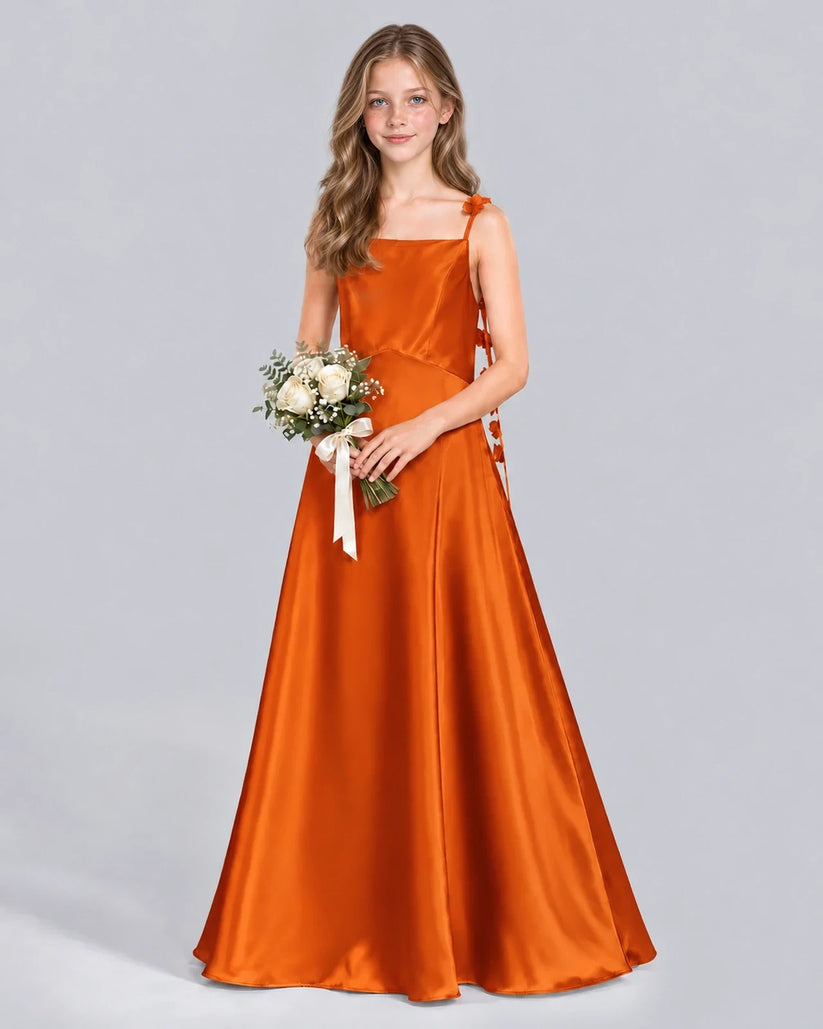 Burnt Orange A-line Junior Bridesmaid Dress Front
