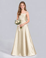 Champagne A-line Junior Bridesmaid Dress Front