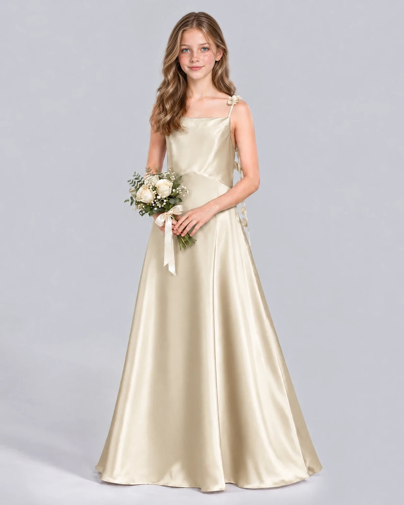 Champagne A-line Junior Bridesmaid Dress Front