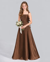 Chocolate A-line Junior Bridesmaid Dress Front