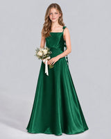 Dark Green A-line Junior Bridesmaid Dress Front