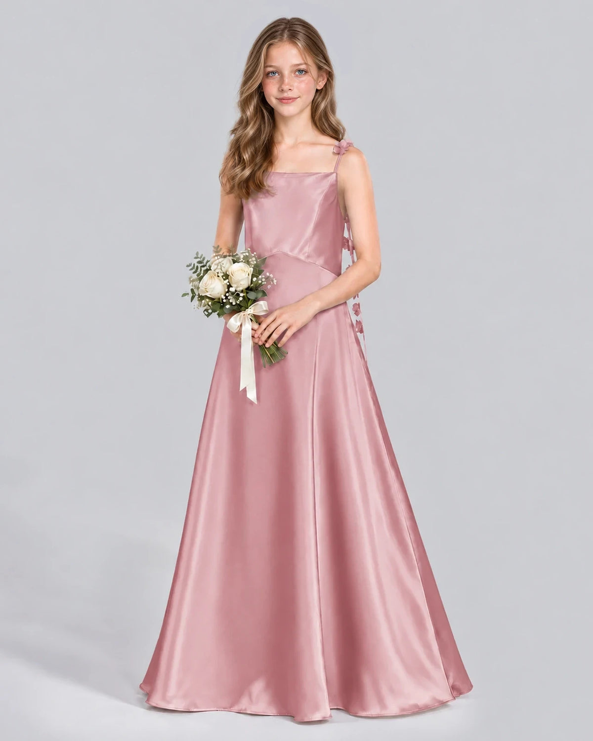 Dusty Rose A-line Junior Bridesmaid Dress Front