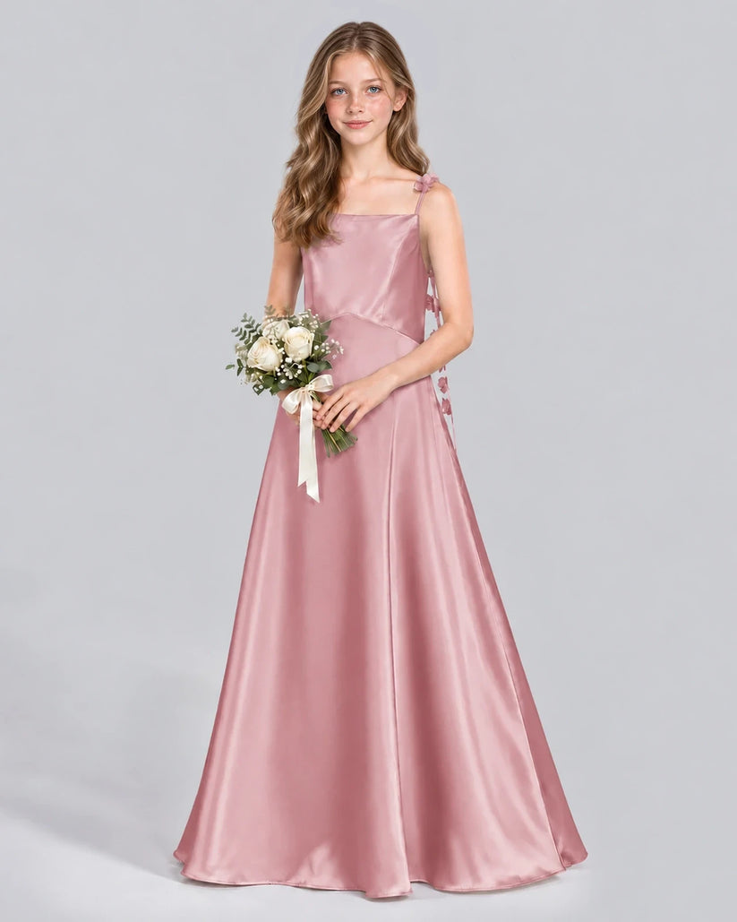 Dusty Rose A-line Junior Bridesmaid Dress Front