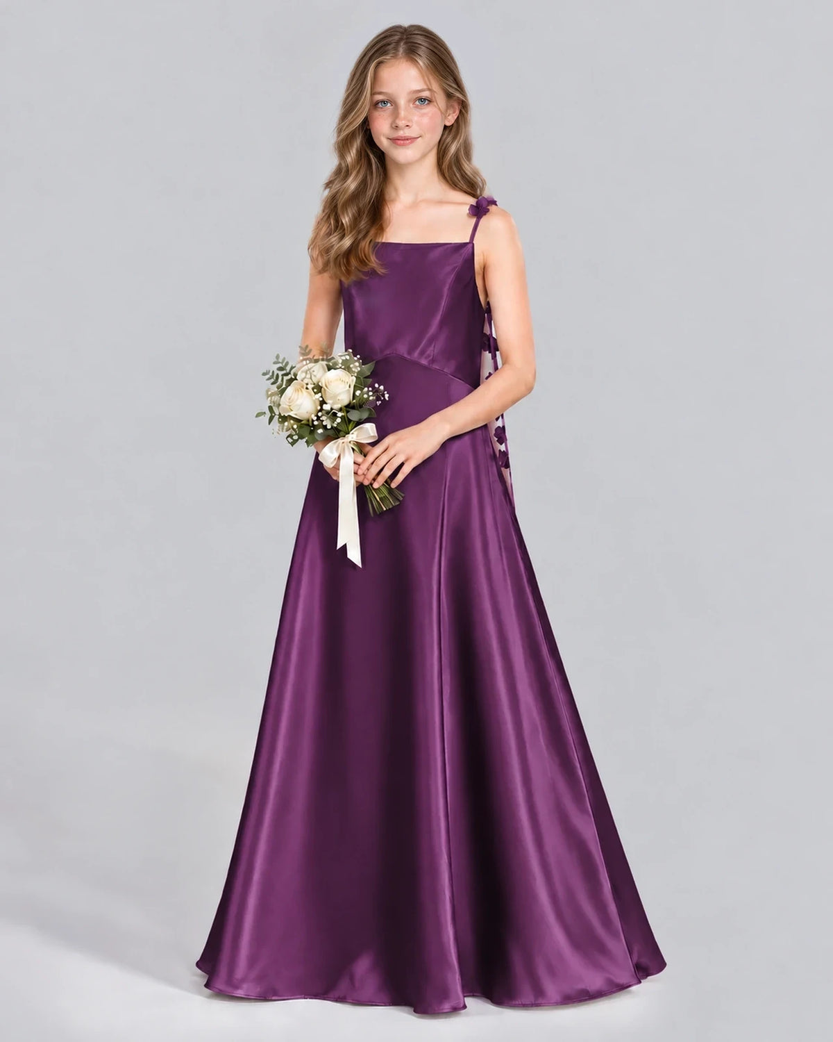 Grape A-line Junior Bridesmaid Dress Front