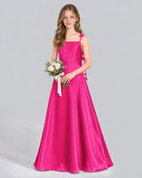 Hot Pink A-line Junior Bridesmaid Dress Front