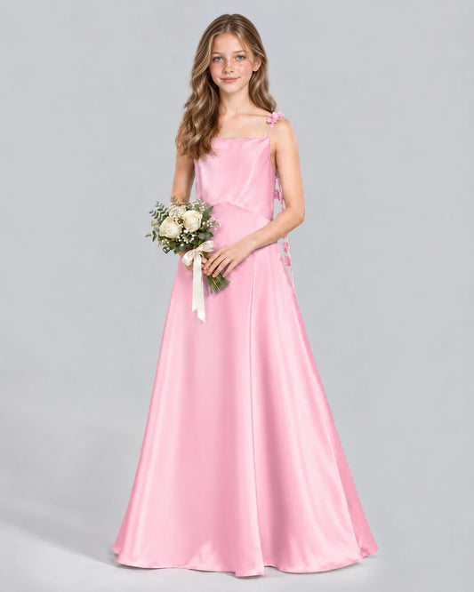 Pink A-line Junior Bridesmaid Dress Front
