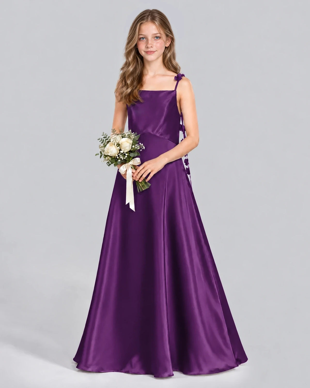 Purple A-line Junior Bridesmaid Dress Front
