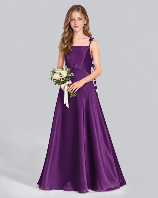 Purple A-line Junior Bridesmaid Dress Front
