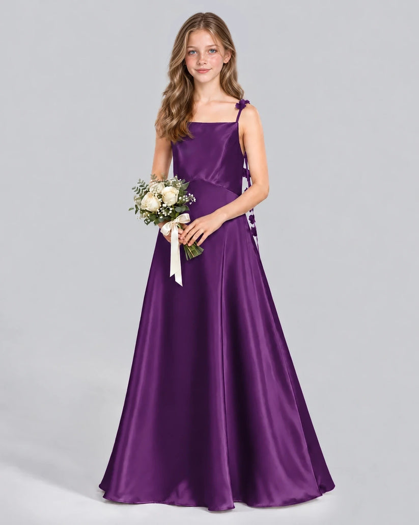 Purple A-line Junior Bridesmaid Dress Front