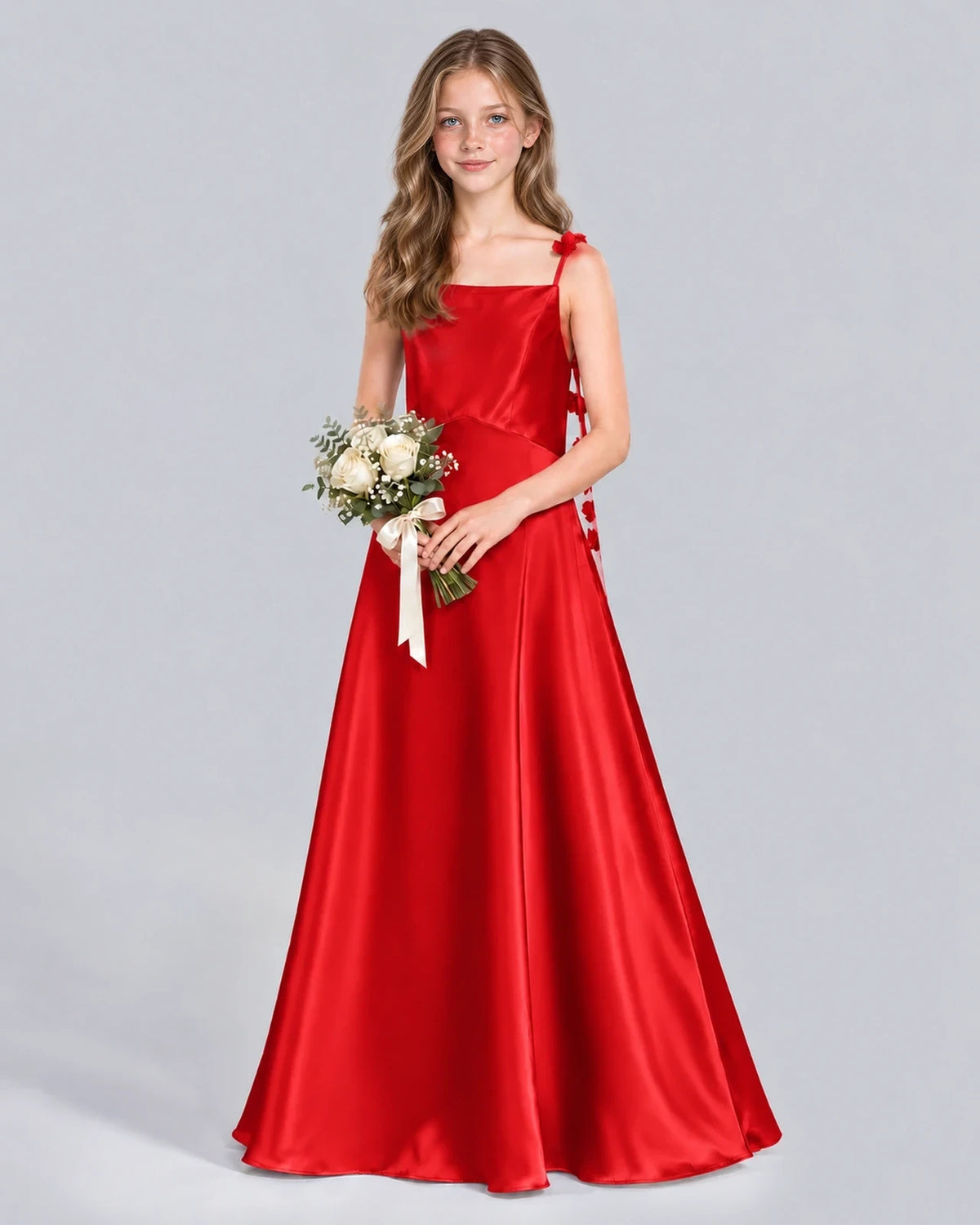 Red A-line Junior Bridesmaid Dress Front