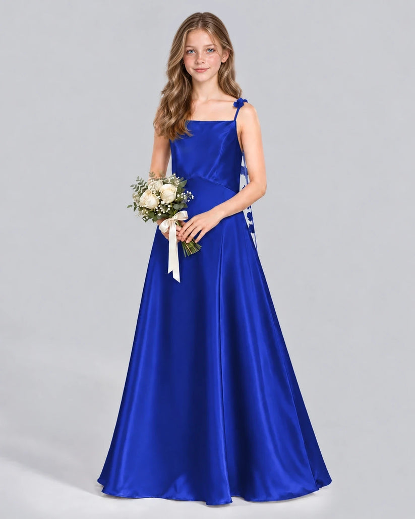 Royal Blue A-line Junior Bridesmaid Dress Front