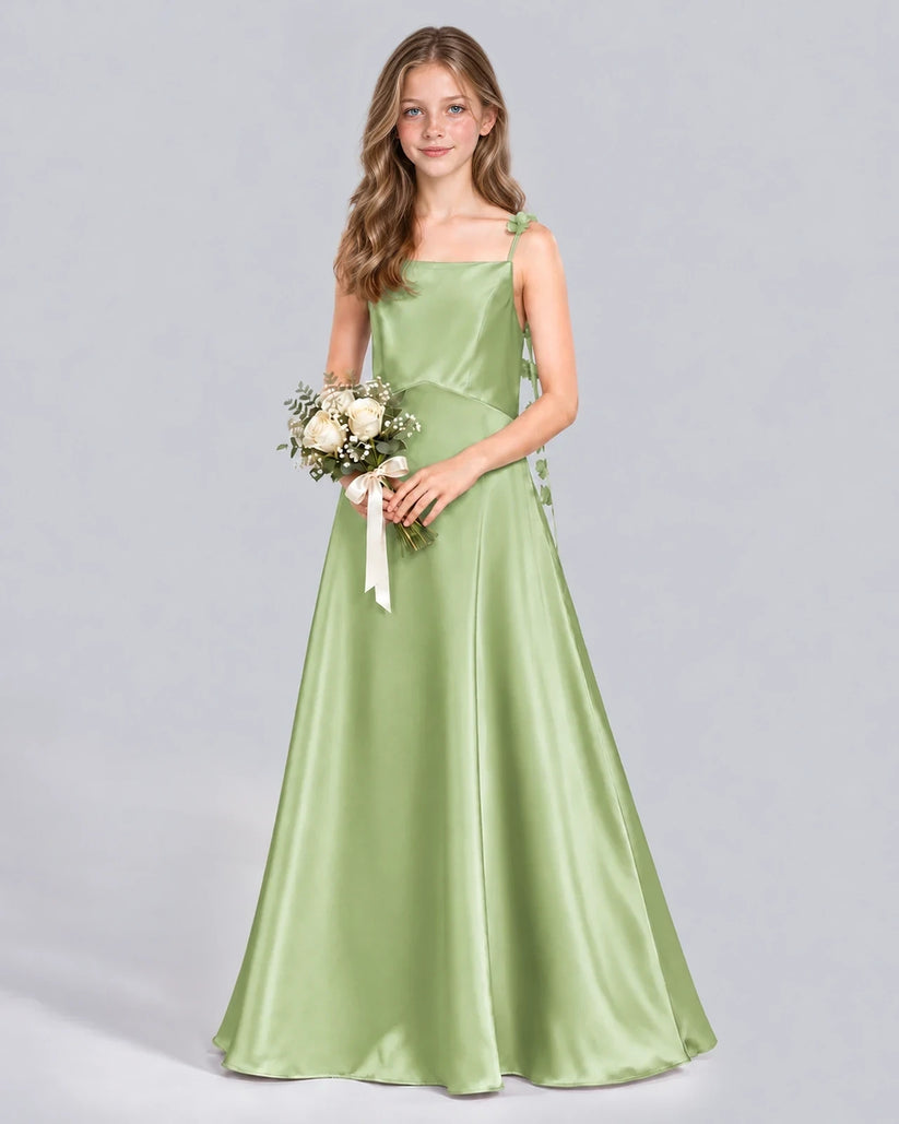 Sage Green A-line Junior Bridesmaid Dress Front