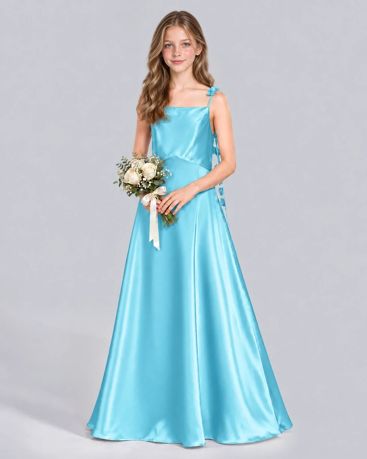 Sky Blue A-line Junior Bridesmaid Dress Front
