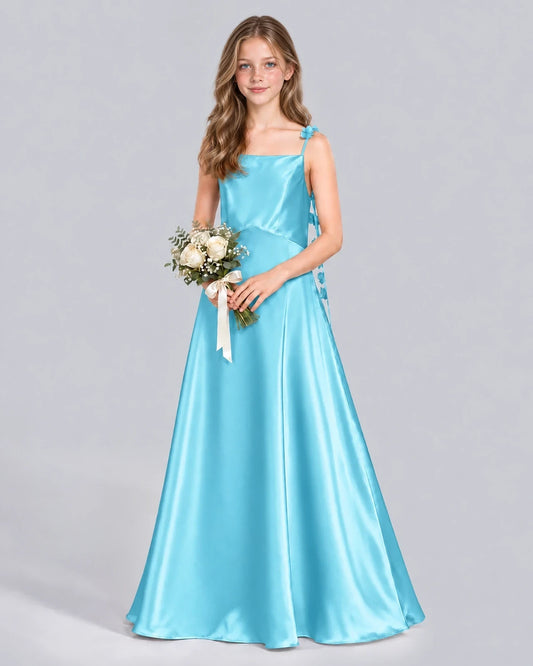 Sky Blue A-line Junior Bridesmaid Dress Front