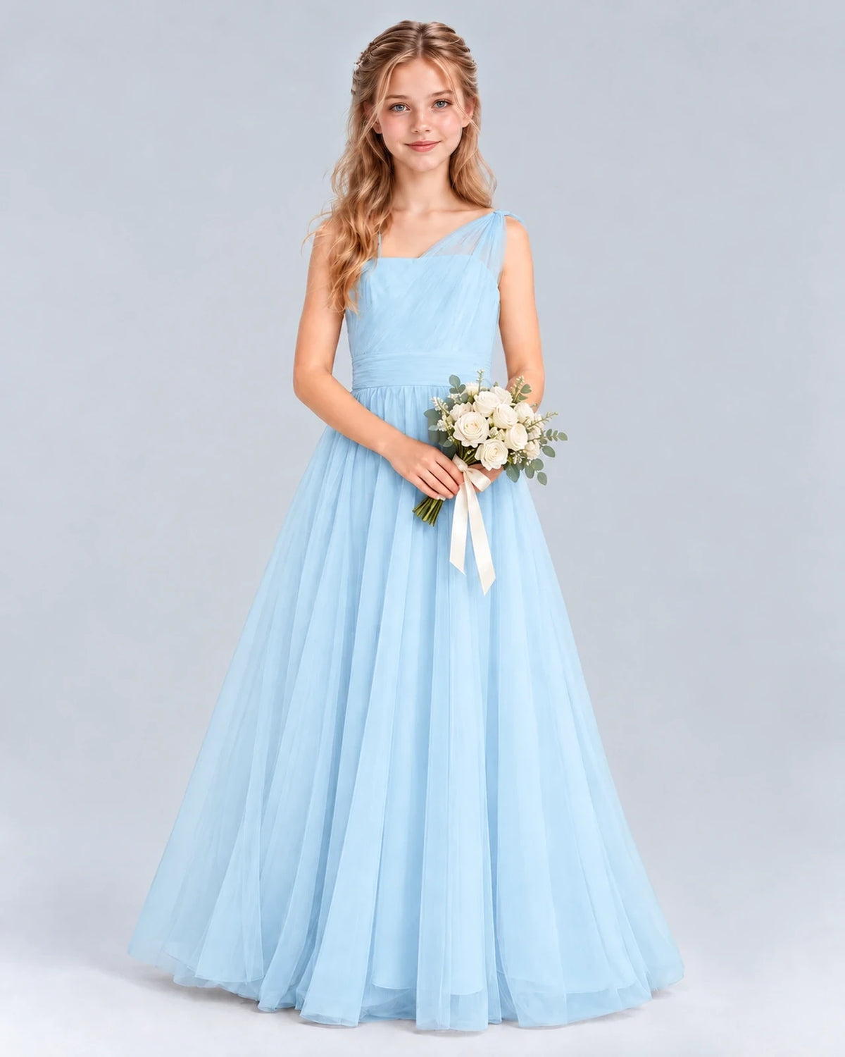 Baby Blue Ball Gown Junior Bridesmaid Dress Front