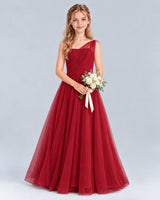 Burgundy Ball Gown Junior Bridesmaid Dress Front