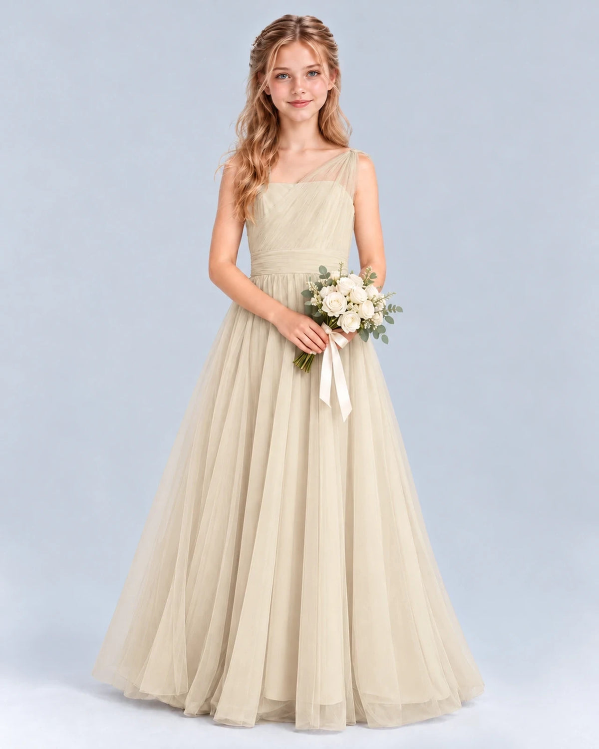 Champagne Ball Gown Junior Bridesmaid Dress Front