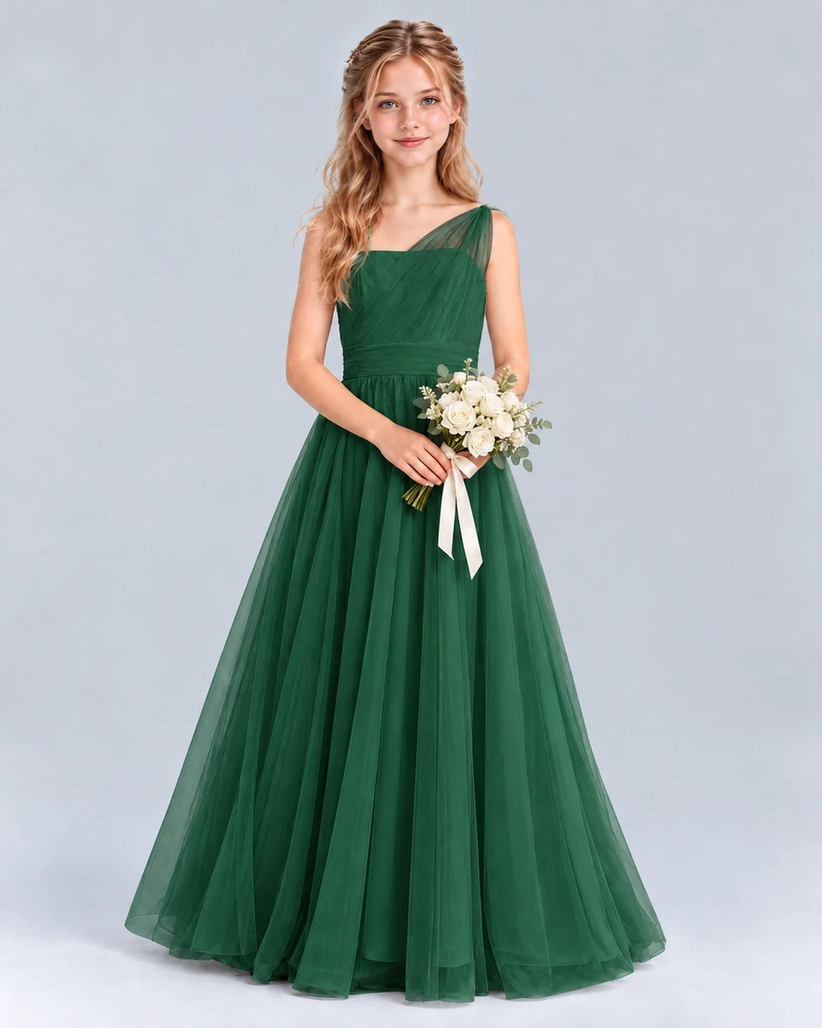 Dark Green Ball Gown Junior Bridesmaid Dress Front