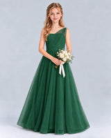 Dark Green Ball Gown Junior Bridesmaid Dress Front