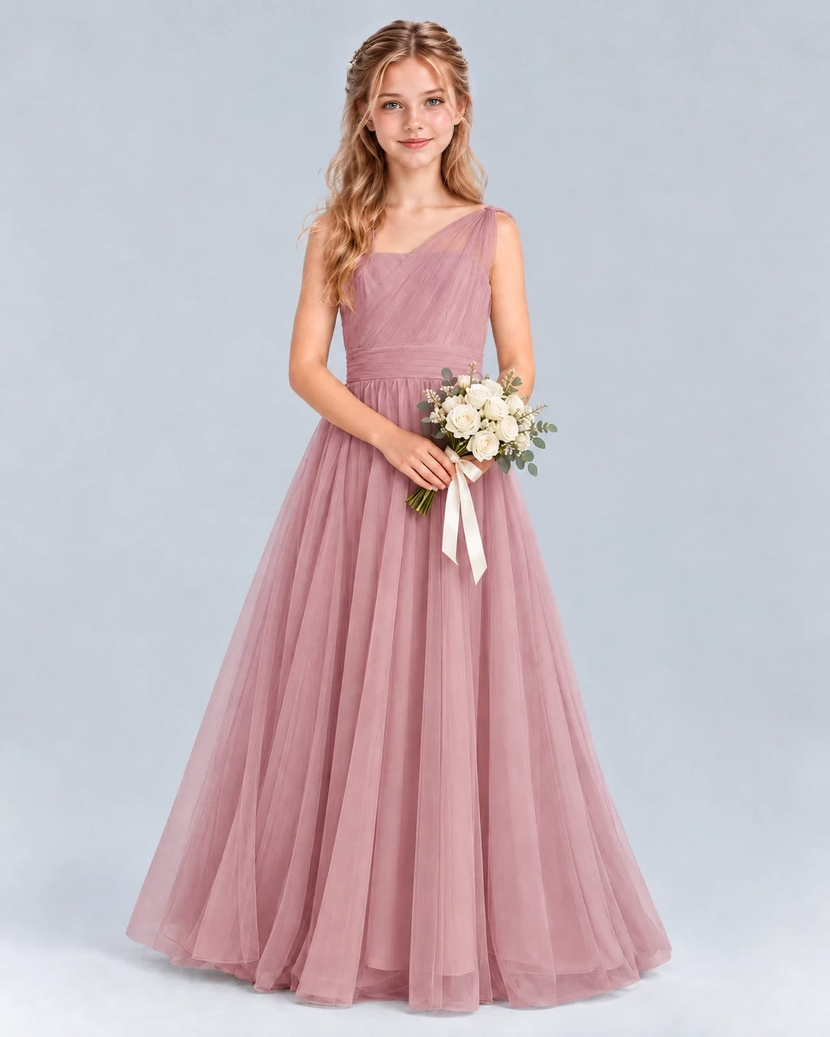 Dusty Rose Ball Gown Junior Bridesmaid Dress Front