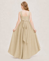 Champagne Chiffon A-Line Junior Bridesmaid Dresses Back View