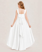 Ivory chiffon A-line junior bridesmaid dress Back View