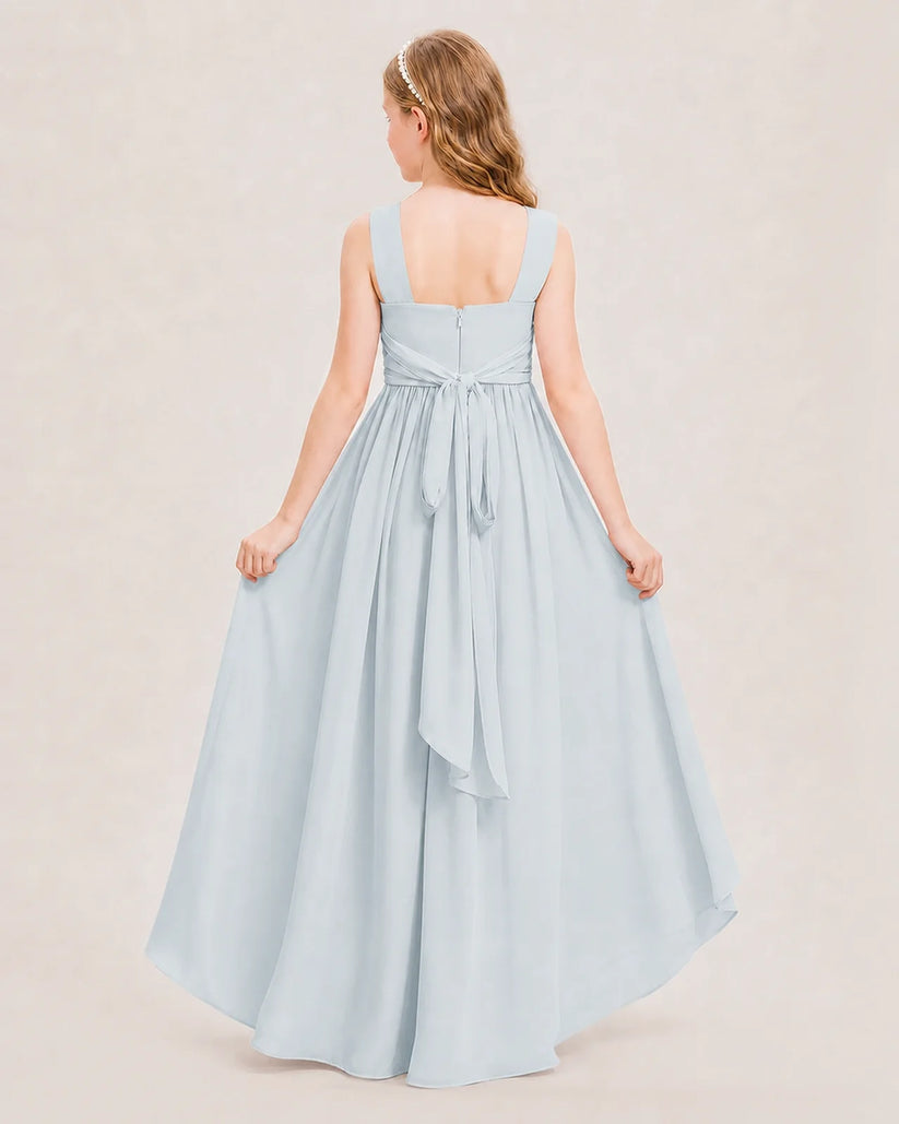 Mist chiffon A-line junior bridesmaid dress Back View