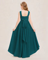 Peacock Chiffon A-Line Junior Bridesmaid Dresses Back View