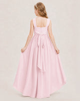 Pink Chiffon A-Line Junior Bridesmaid Dresses Back View