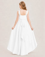 White Chiffon A-Line Junior Bridesmaid Dresses Back View